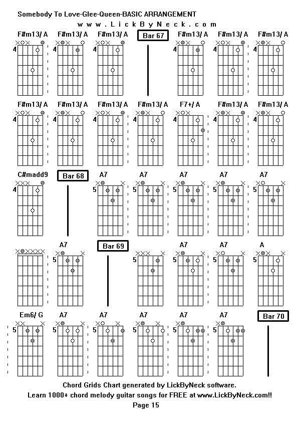 Chord Grids Chart of chord melody fingerstyle guitar song-Somebody To Love-Glee-Queen-BASIC ARRANGEMENT,generated by LickByNeck software.